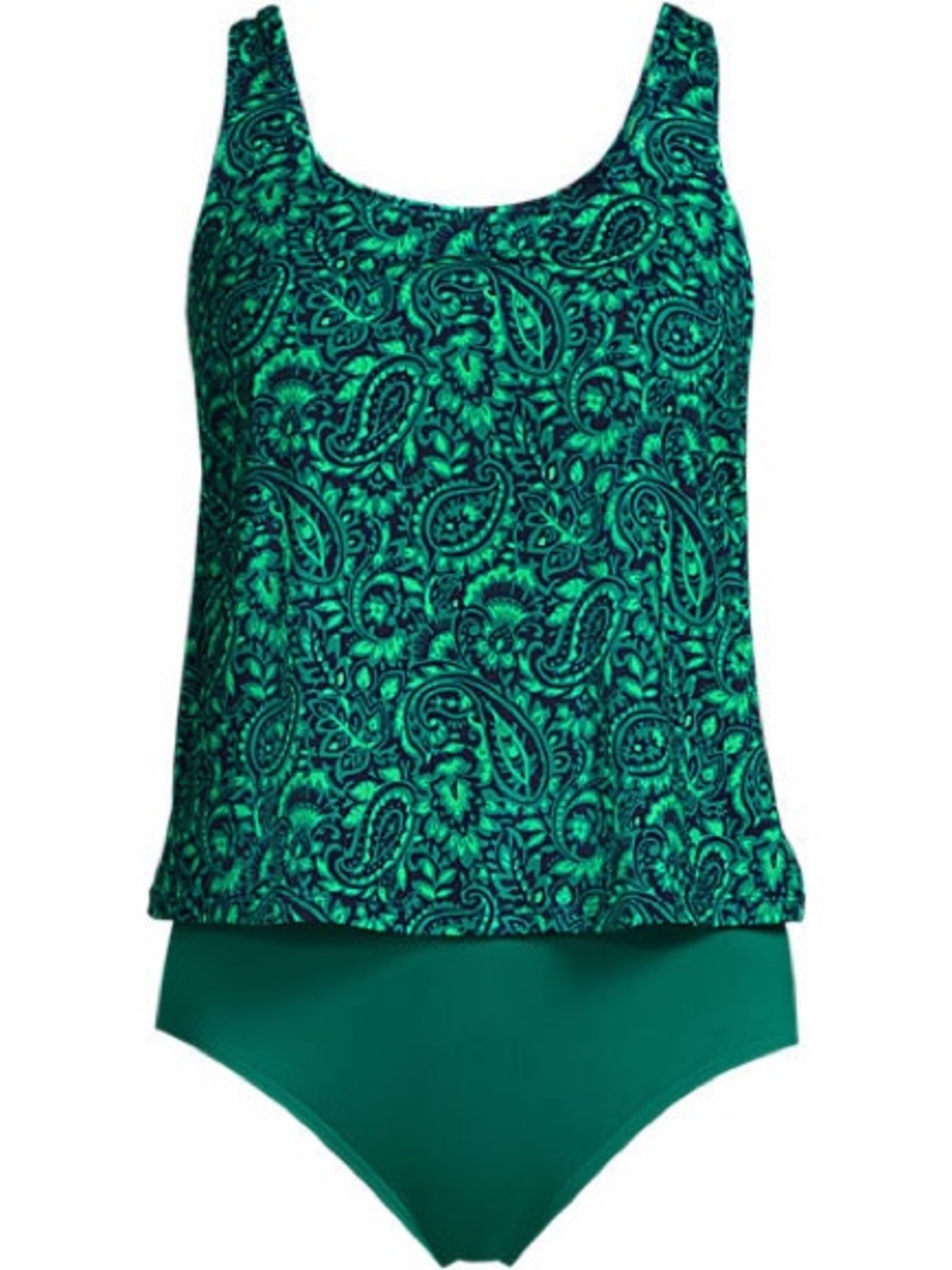 Lands End Women’s Green Paisley One Piece Swim Suit Size 12 D